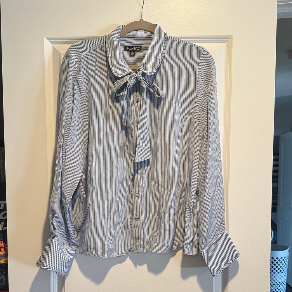 J. Crew Blue and White Striped Shirt